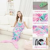 WERNNSAI Mermaid Tail Blanket 110x40cm Glow in Dark Kids Blanket view 3