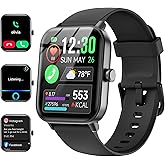 Smart Watches for Women/Men, Smart Watch for Android Phones and iPhone Compatible, Alexa Built-in, 1.8" Fitness Watches for Women, IP68 Waterproof /Bluetooth Call, Heart Rate/Sleep Monitor, Black