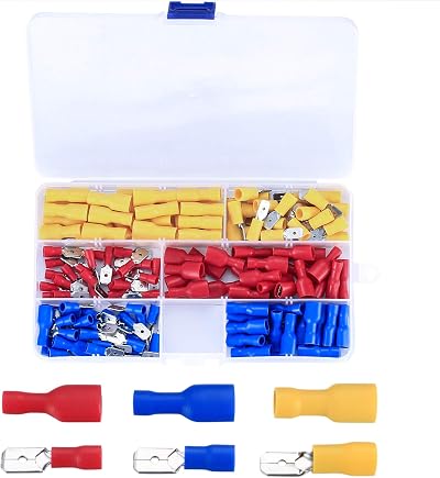 LJHOME Insulated Male and Female Spade Wire Terminal Kit 150 pcs Red Blue Yellow