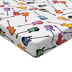 Lunarable Music Fitted Sheet, Colorful Illustration
