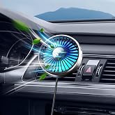 xuenair USB Fan for Car AC Air Vent to Boost Cooling Air Circulation | Colorful Light Car AC Fan for SUV Van RV Pickup Truck, Powerful 3 Speed, Quiet Brushless Motor, 360 Rotating Car Clip on Fan