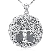 BETHZA Natural Labradorite Tree of Life Necklace 925 Sterling Silver, Family Tree of Life Pendants Jewelry Gifts for Women Wife Mother, 18 Inch Chain