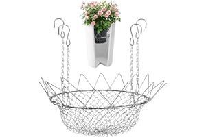 Adjustable Planter Insert, Heavy Duty Rustproof Stainless Steel Plant Pot with Chains, Plant Risers for Inside Pots, Flower P