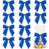 AIMUDI Royal Blue Satin Twist Tie Bows for Treat Bags 4.5" Pre-Tied Blue Bows for Gift Wrapping Blue Ribbon Bows for Crafts Premade Bows for Baby Shower Christmas Tree Wedding Decor Favor Bag- 36 PCs