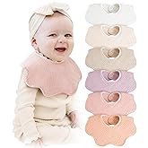 Konssy Muslin Baby Bibs 100% Cotton Absorbent Bandana Drool Bibs for Teething and Drooling, 6-Pack for Baby Boys & Girls