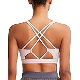 RUNNING GIRL Sports Bras for Women, Medium-High Impact Running Strappy Sports Bra with Removable Pads
