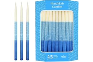 The Dreidel Company Dripless Deluxe Tapered Pastel, Blue and White Decorations, 1-Hour Burn Time Hanukkah Menorah Candles for All 8 Nights of Chanukah