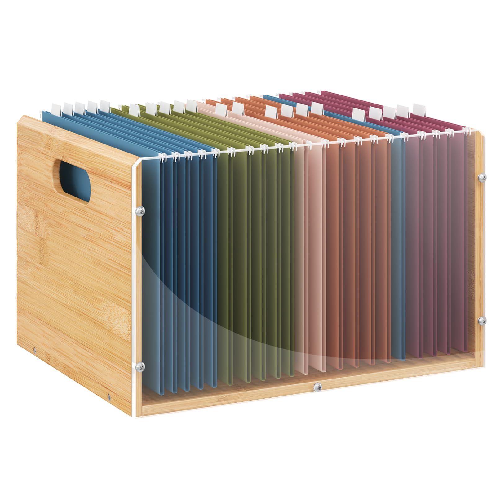 Sbanmao Letter/Legal Bamboo Acrylic File Box Organizer, Hanging File ...