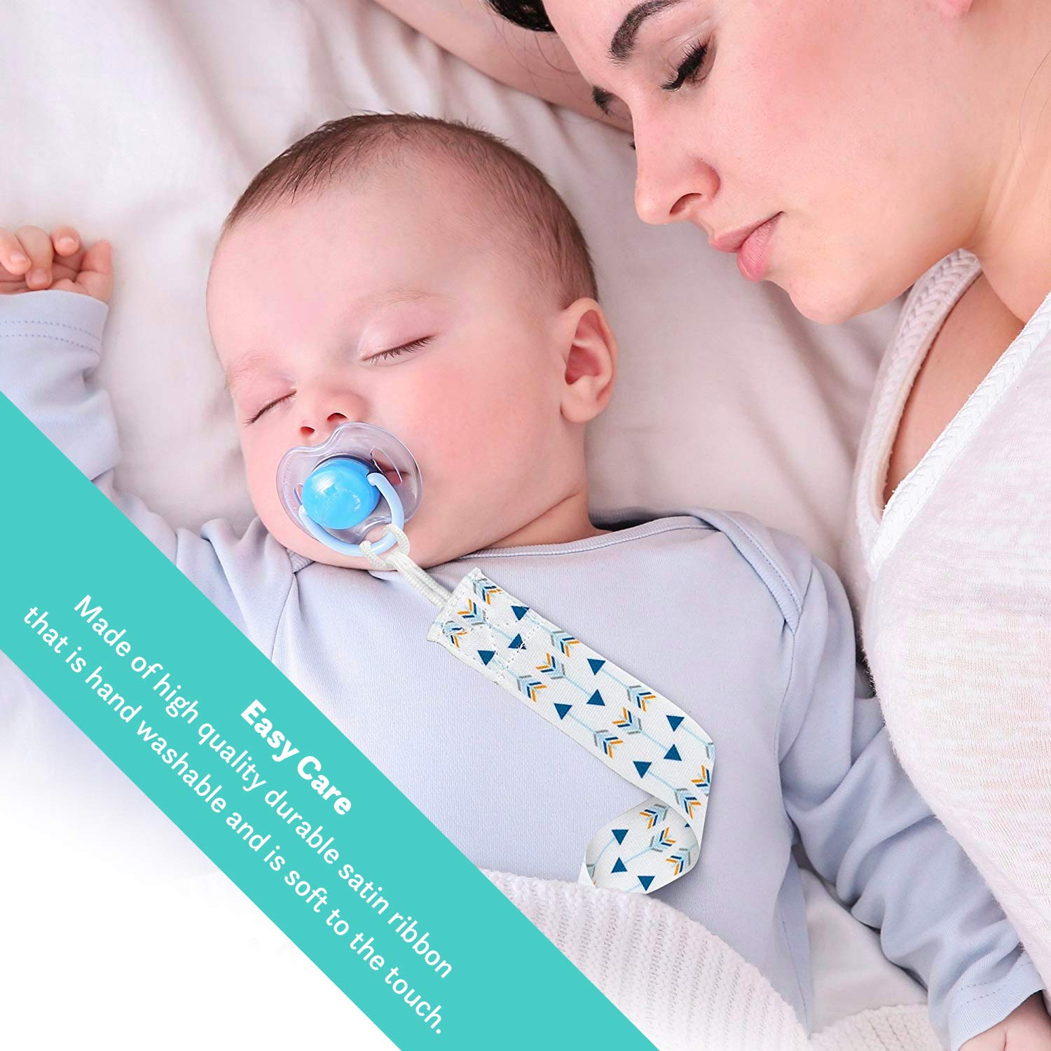 Liname 4 Pack Pacifier Clip for Boys & Girls w/Teething Toy - Baby Gift - for Soothers (Blue, Plastic Clips) : Baby
