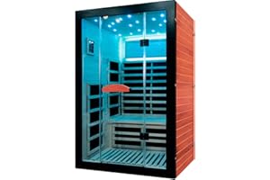 HOSAUNA 2 Person Sauna Room Far Infrared for Sauna Home Indoor 2000W/110V Low-EMF Wood Okoume Dry Sauna with Air Hole, Full Starry Sky Lights in 7 Color Remedies, Control Panel, Speaker - 47.3*41.3*74.8 IN