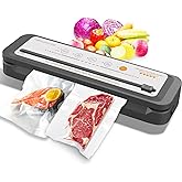 MEGAWISE Food Vacuum Sealer Machine with Built-in Cutter – 80kPa Suction, One-Touch Operation, 4 Food Modes, Compact Design (Silver)