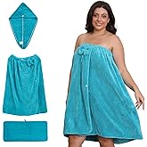 Emdelifo Plus Size Bath Towel Wrap for Women (M-XXL), Oversize Shower Wrap Dress Spa Bathrobe, 80x160cm