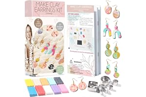 Patemby 183PCS Polymer Clay Earring Making Kit for Art Crafts Gifts Teen Girls and Adults, Ages 8-12 Year Old DIY Polymer Clay Earring Jewelry Craft Making Gift Set