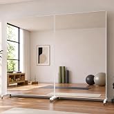 Antok 72"x40" Full Length Mirror with Wheels for Yoga, Dance, Gym, White | 360&deg; Rolling, Floor Standing, Easy Assembly. Perfect for Dance Studio, Living Room, HD Shatterproof, Extra Large Floor Mirror