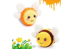 Hssugi Crochet Kit for Beginners, 2PCS Crochet Animal Kit with Step-by-Step Video Tutorials Bee, Complete Crochet Starter Kit with Hook Yarn Set for Beginners Adults DIY Craft Supplies