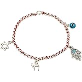 Kabbalah Red String Bracelet Sterling Silver Magen David Jewish Star Chai Hamsa Evil Eye Judaic Israeli Jewelry for Women from Israel Gifts Blessing Holy Land Souvenirs Hebrew Bible Rare