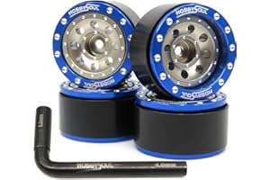 hobbysoul Heavy 1.0 Beadlock Wheels Weight 21g/Rim, Adjustable Offset RC 1.0 Wheels for 1/18 Traxxas TRX4M & 1/24 Axial SCX24 90081 Crawler, (4-Pack)