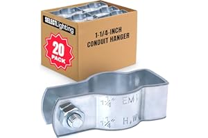 SELECT 20 Pack Lighting Conduit Hanger, 1-1/4 Inch Electrical Conduit Clamp with Carriage Bolt and Nut, Galvanized Conduit Cl