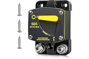 RED WOLF BS6050 50A Amp Circuit Breaker W/Manual Reset Switch DC 12-48V for Car Audio RV Marine Boat Truck Trolling Motors St