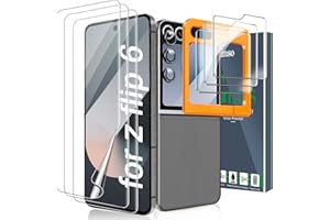 Ferilinso 3 Pack Screen Protector for Samsung Galaxy Z Flip 6 [Phone Case Friendly], Inside Anti-Spy Film with 3 Pack Back Tempered Glass + 3 Pack Camera Lens Protector Accessories