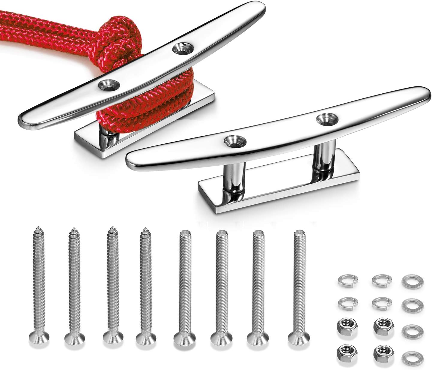 GANGUOLA Boat Cleat 6 Inch Open Base 2 Pack, Dock Cleat Heavy Duty 316 Stainless Steel，Curtain Tie, Hook, Include Installation Accessories 316 Screws : Sports & Outdoors