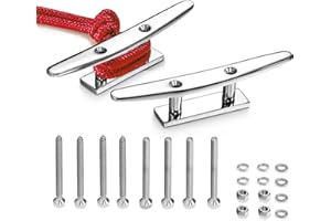 GANGUOLA Boat Cleat 6 Inch Open Base 2 Pcs, Dock Cleat Heavy Duty 316 Stainless Steel，Curtain Tie, Hook, Include Installation