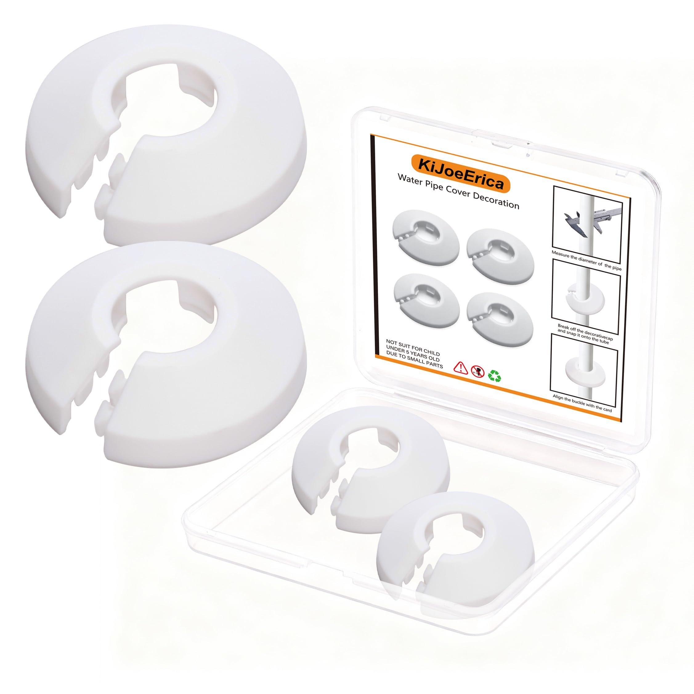 Photo 1 of 2 Pcs Fit 1/2 Inch Flange Water Pipe Cover Decoration 16mm White Plastic PP escutcheon plate Cover for Wall Pipe Tube Decoration