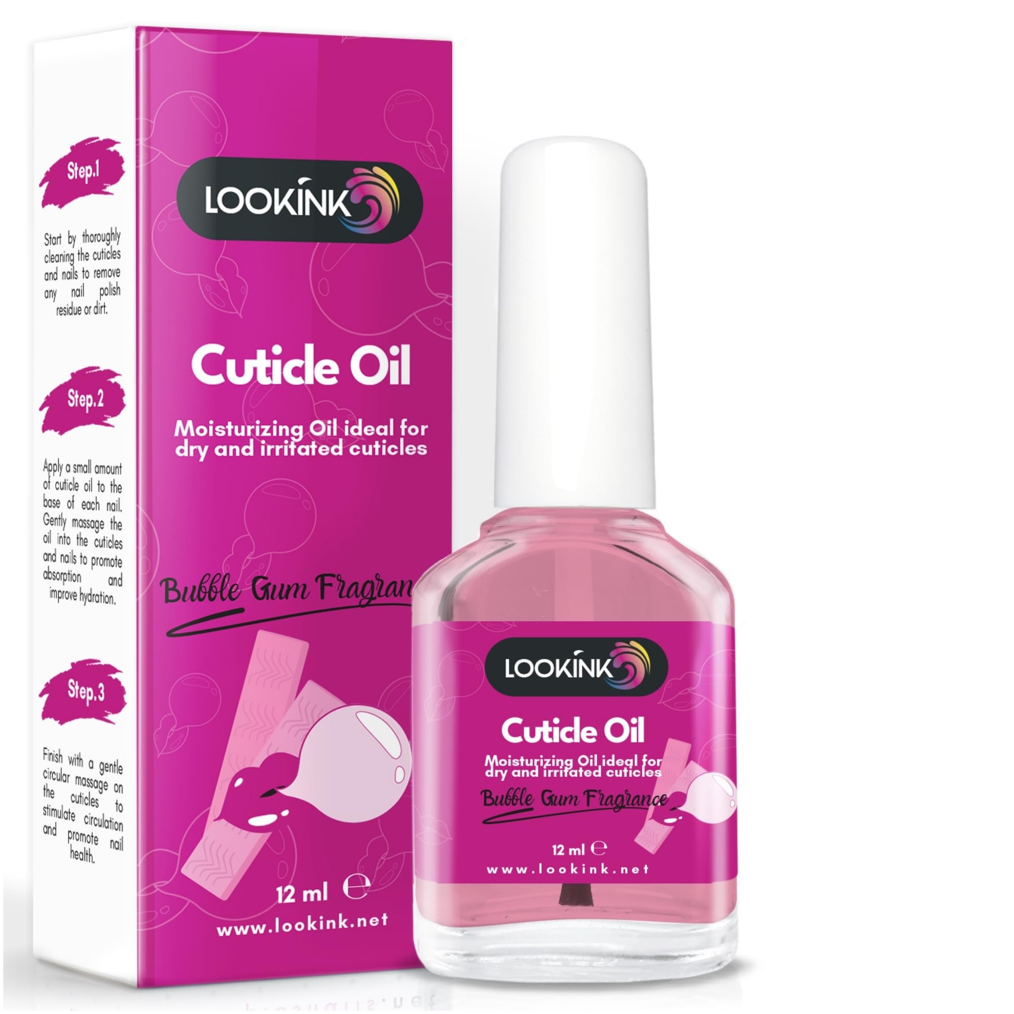 Professional Nail Cuticle Oil 12 ml - Hydrating and Nourishing Bubble Gum Fragrance Cuticle Oil for Perfect Hands and Feet - Cuticle Softener for Professional Nail Care