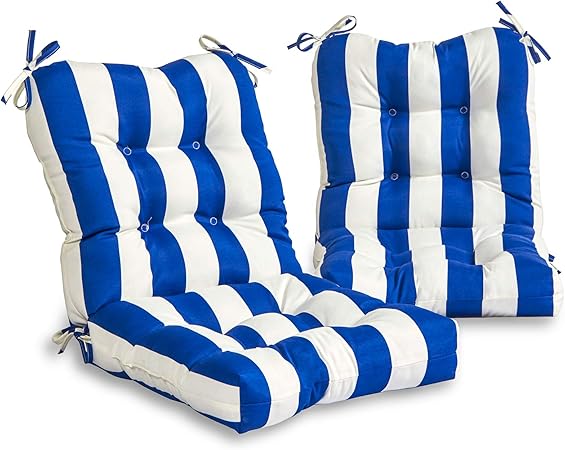 Amazon.com : South Pine Porch AM6815S2-CABANA-BLUE Outdoor Seat/Back Chair Cushion, Set of 2, Cabana Stripe Blue : Garden & Outdoor