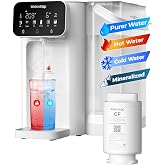 Waterdrop CT01 Countertop Water Filter System, Hot and Cold Water Dispenser | 6-Stage Filtration, Zero Wastewater, 5 Temperature, Instant Hot and Cold Water, Touchscreen Control, No Plumbing Required
