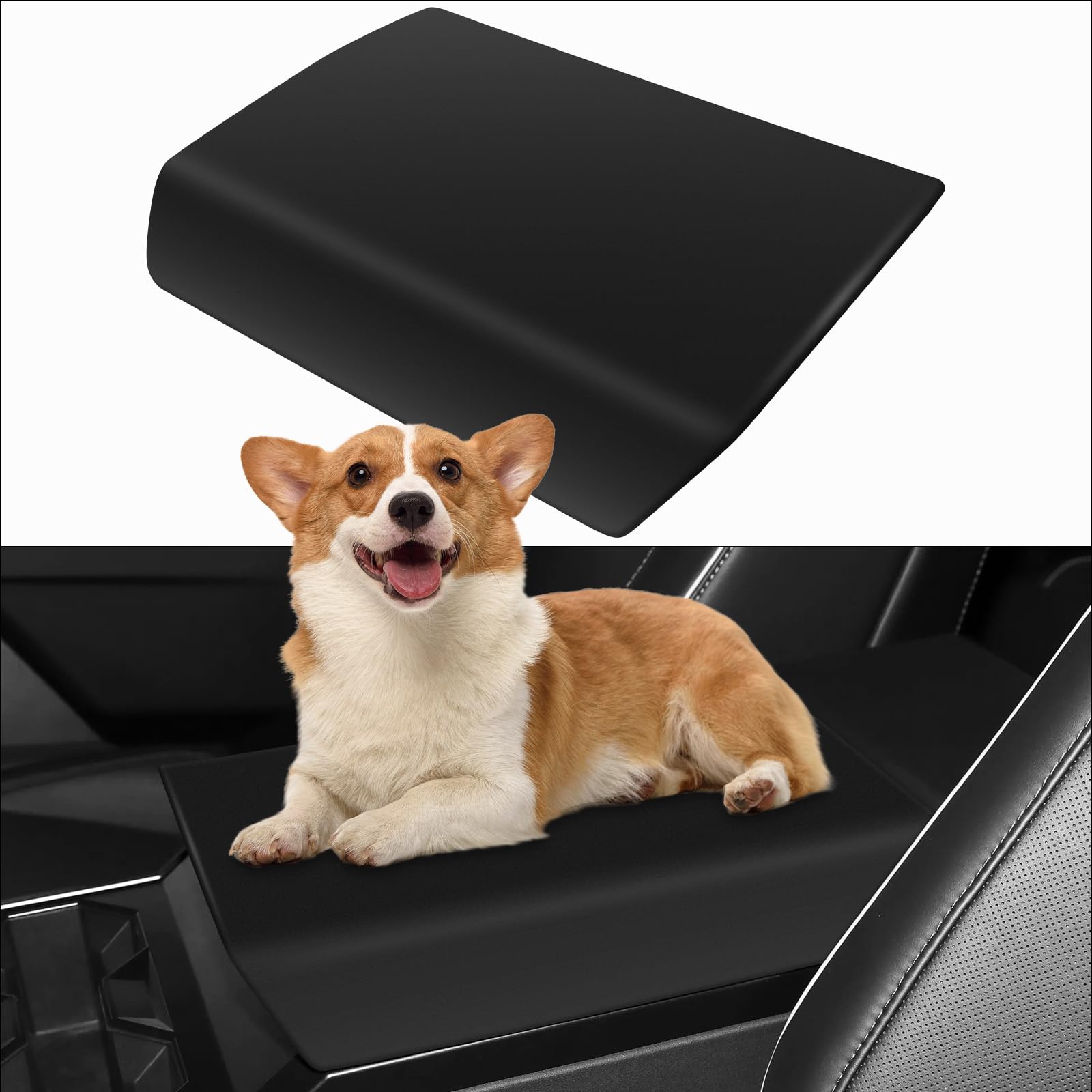 Photo 1 of heenvn Cybertruck Armrest Cover 2025 for Tesla Cybertruck Accessories, TPE Center Console Cover Anti-Scratch Protective Cover - Black Color