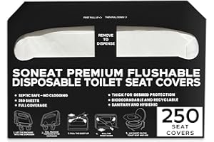 SoNeat Disposable Toilet Seat Cover- 250 Sheets of XL Half-Fold Flushable Paper Toilet Seat Covers for Commercial, Public Restrooms, Travel Essentials, & Potty Training, 1 Pack of 250