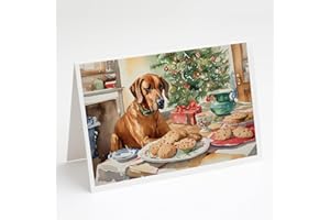 Caroline's Treasures DAC3875GCA7P Rhodesian Ridgeback Christmas Cookies Greeting Cards Pack of 8 Blank Cards with Envelopes Whimsical A7 Size 5x7 Blank Note Cards