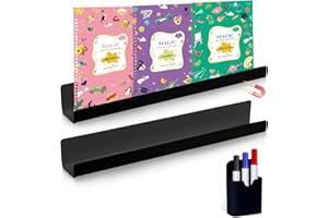 YAMMI 2 Pack Magnetic Book Shelf for Whiteboard Classroom - Magnetic Shelf for Organizing Books on Whiteboards - Includes 1 Pack Magnetic Pen Case (Black)