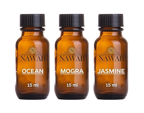 NAWAB Essential Aroma Diffuser Oil(Ocean,Mogra,Jasmine-15ml Each)