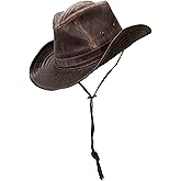 Dorfman Hat Co. Weathered Outback Hat with Chin Cord