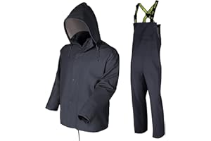 NAVIS MARINE Men's Workwear PRO Rain Suit - Waterproof Jacket and Bib Pants 3-piece Set for Ultimate Safety and Comfort