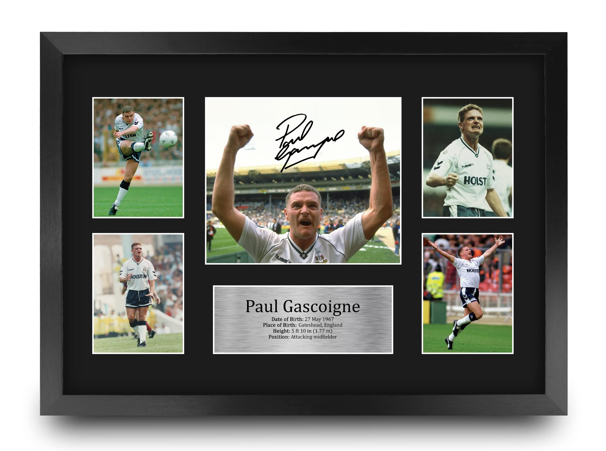 HWC Trading FR A3 Paul Gascoigne Tottenham Hotspurs Printed Memorabilia Signed Autograph Photograph Display for Football Fans and Supporters - A3 Framed