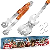 5-in-1 Grillspachtel für Barbecue Grill,Multifunktion 2 Stück Grill Werkzeug Set