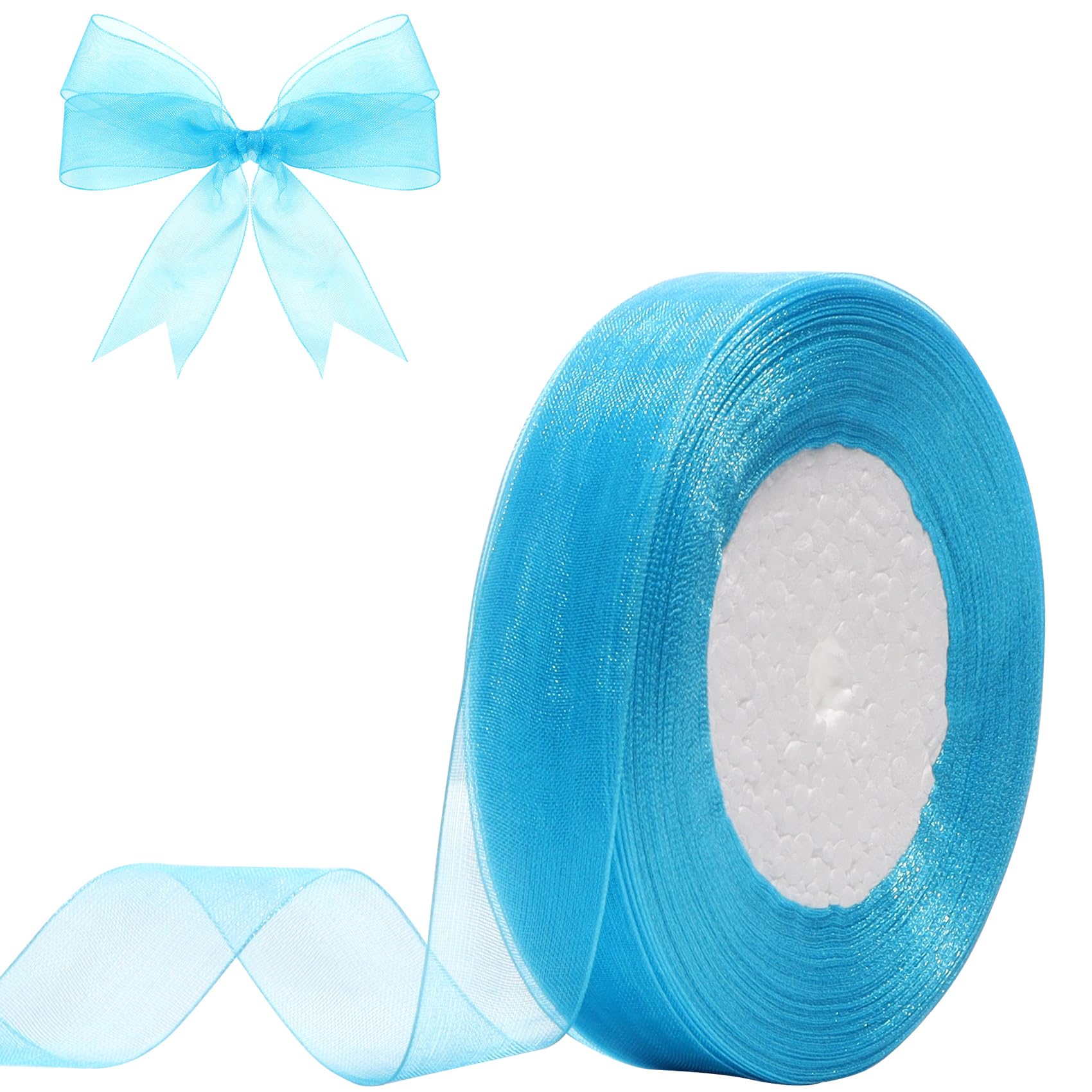 Photo 1 of Hiswan 3/4 inch Sheer Organza Ribbon 50 Yards Chiffon Ribbon for Gift Wrapping Christmas Halloween Decoration Wedding Bouquet Crafts