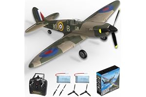 ANBURI RC Plane - 4 Channel RC Airplane – Remote Control Airplanes Ready to Fly Upgrade Spitefire for Beginners Adult with Xpilot Stabilization System & One Key Aerobatic Camouflage Green