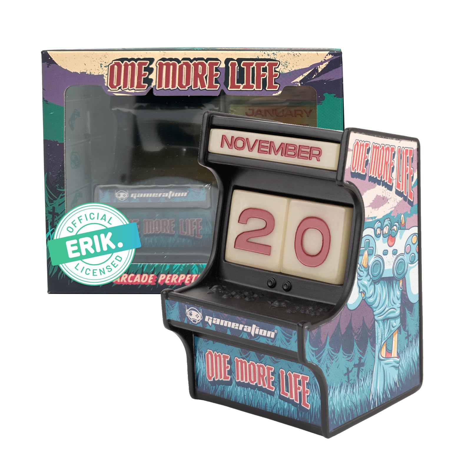 Grupo Erik Perpetual Calendar - Arcade Machine | Desk Calendar, Home Office Desk Accessories, Home Decor Accessories Gaming, Gamer Gifts For Men