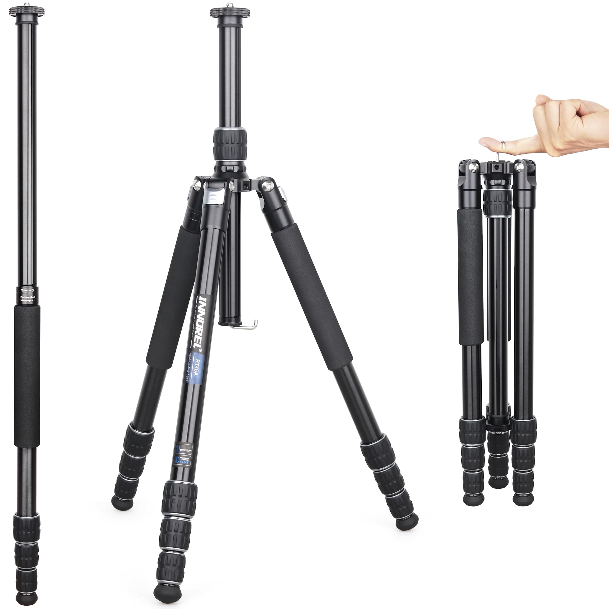 Professional Camera Tripod 6061 Aluminum Alloy Travel Compact Portable Photographic Tripod Monopod for DSLR Camera Camcorder Camera Stand 62in/157cm Tall, Load 33lb/15kg(Only Tripod)