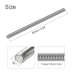 uxcell 5Pcs M4 x 90mm Fully Threaded Rod 304