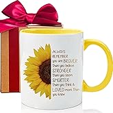 MNEDLAD Sunflower Coffee Mug, Always Remember You are Braver Than You Believe Coffee Mug Inspirational Gifts for Wife,Girl Her, Sister Mom Women Girlfriend Birthday Tea Cup-M88