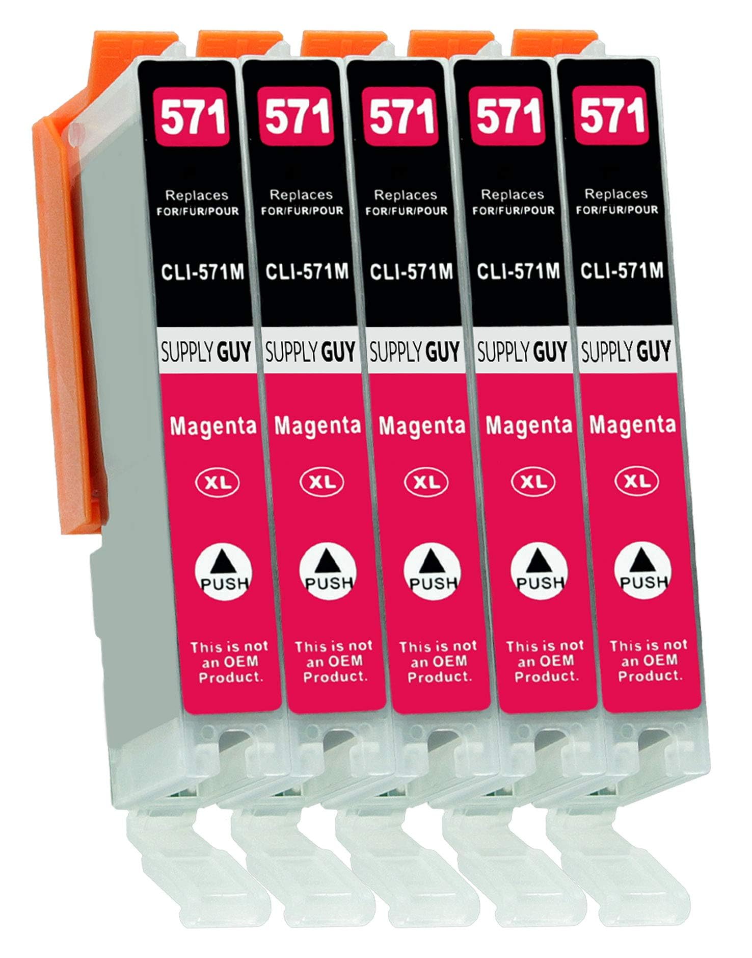 Supply Guy 5 Ink Cartridges compatible with Canon CLI-571 (Magenta) for Canon Pixma MG5750 MG5751 MG6850 MG7750 TS5050 TS5055 TS6050 TS8050 TS9050 TS9055 and more (see product page)