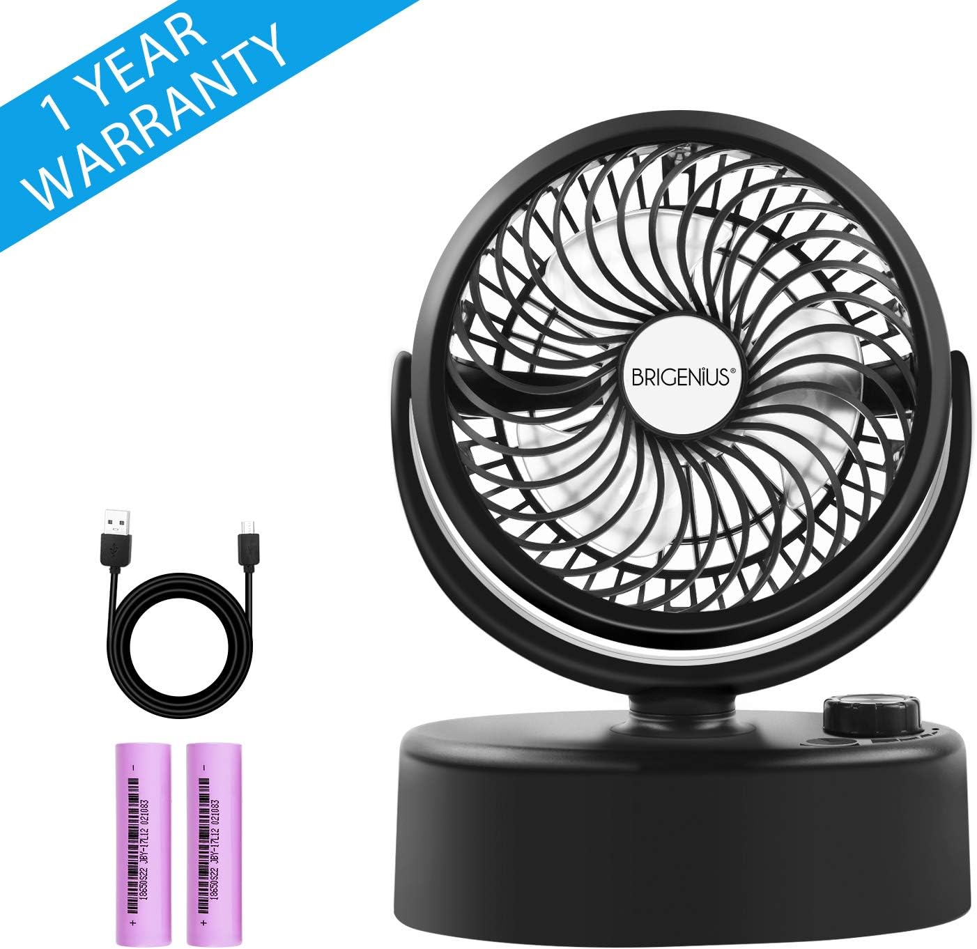 BRIGENIUS Desk Fan, Auto Oscillating Personal Desk Fan, Mini USB Fan