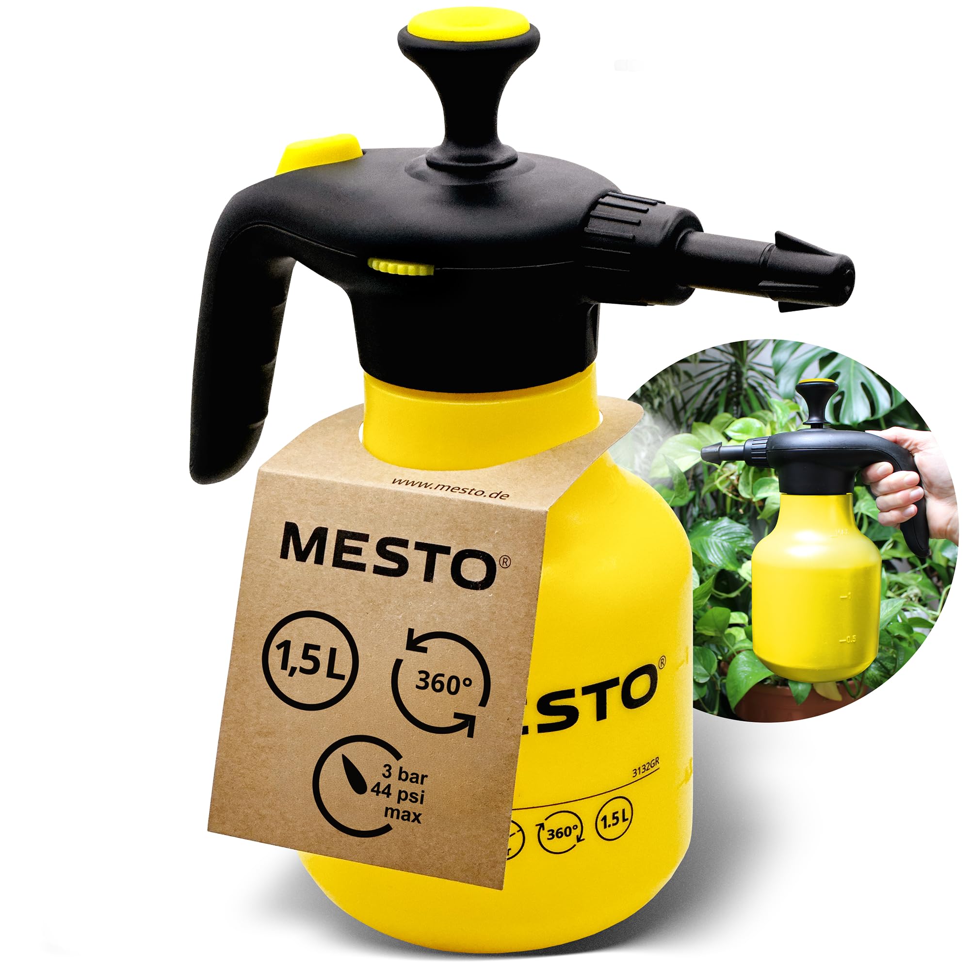 Mesto 3132 GR Bugsi Pressure Sprayer, Yellow/Black, 28x12x12 cm