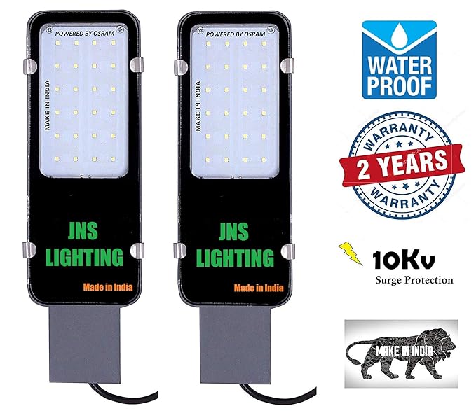 JNS 24w LED Thin Street Lights- IP65 Waterproof, White, Metal Body, 2 Year Warranty, Pack of 2