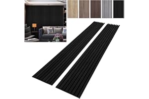 YLL YLL Wood Wall Panels Acoustic Wall Panels for Interior Wall Decoration Two 94.68" x 12.79" Wood Slat Sall Paneling 3D soundproof Wall Panels Wood Ceiling Black Oak